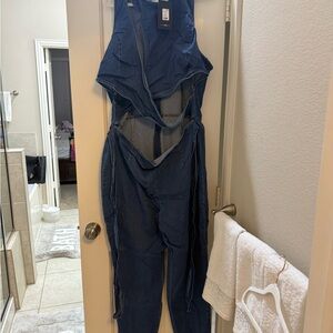 Fashion Nova Distressed Denim Jumpsuit